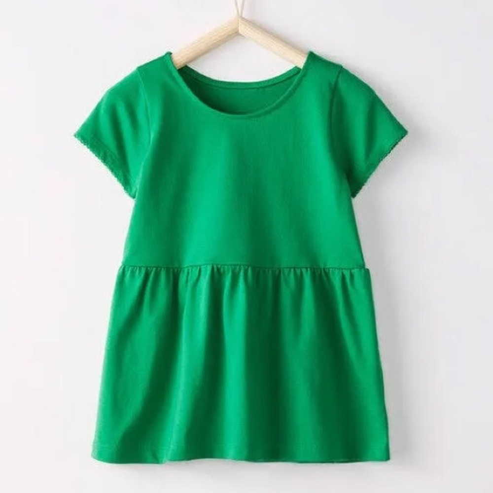 Hanna Andersson Green Short Sleeve Peplum Top